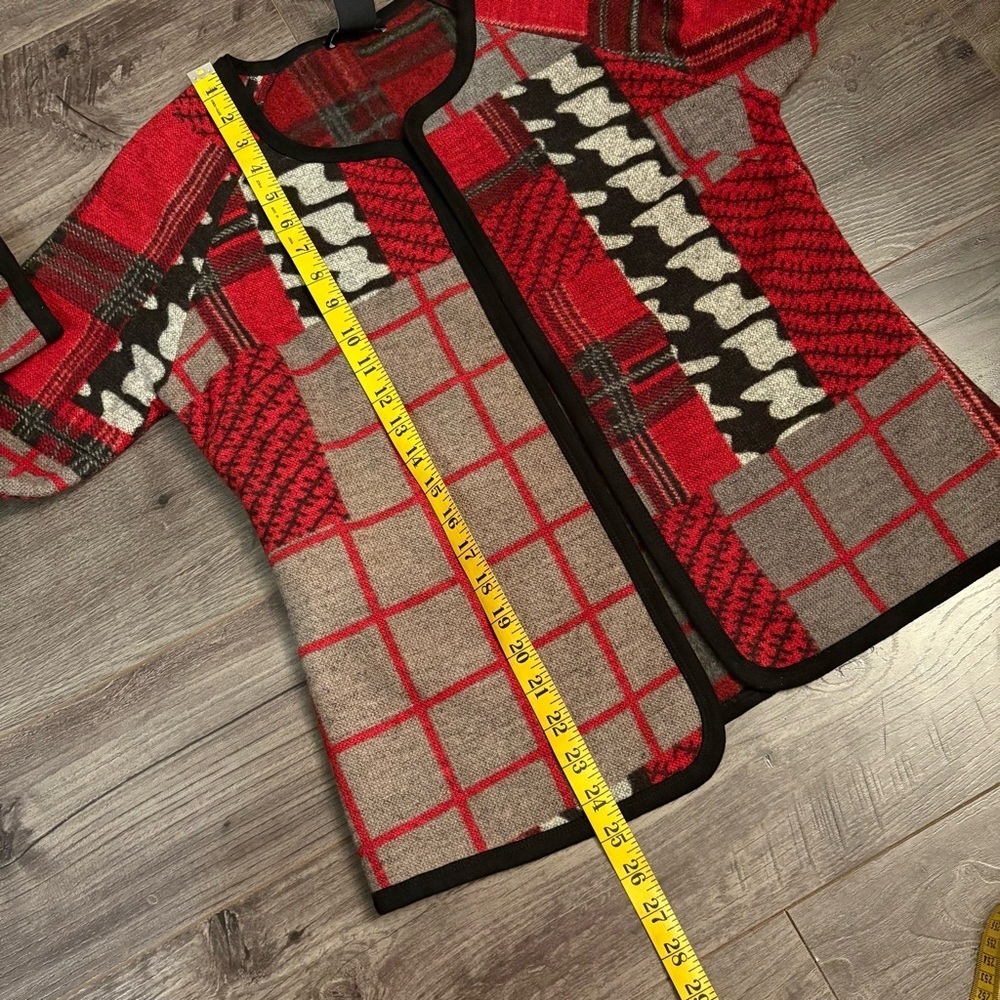Alison Sheri cardigan open front wool blend abstract - Picture 7 of 10
